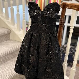 Size 0  Milly brand Black sequins beaded mini dress